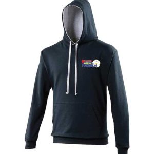 Hoody in Navy Blue/Heather Grey with embroidered logo